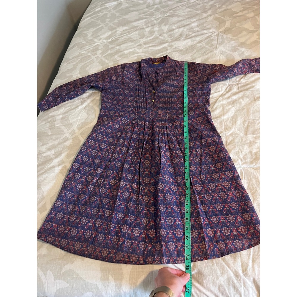 Roberta Roller Rabbit blue red floral mini dress pleated xs - Picture 9 of 10